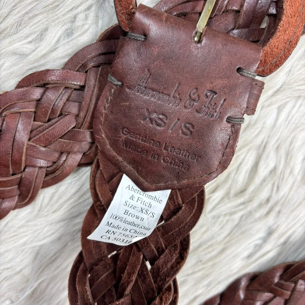 Vintage Y2K Abercrombie & Fitch XS S Brown Chunky Woven Belt Boho Western Preppy